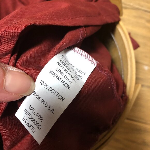 Vintage Peterboro handcrafted round basket with  handle, red merlot liner - Picture 8 of 10